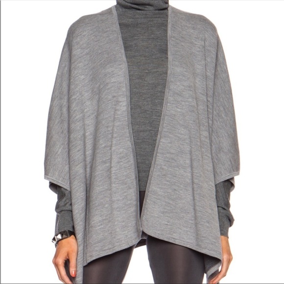 Vince Double Face Wool Blend Poncho Gray - Picture 2 of 11